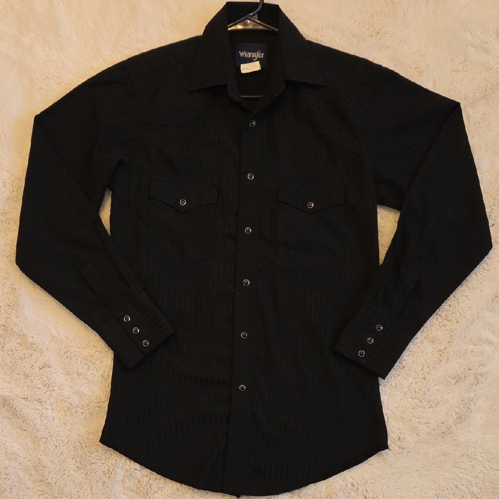 Wrangler Black Long-Sleeve Western Pearl Snap Shirt